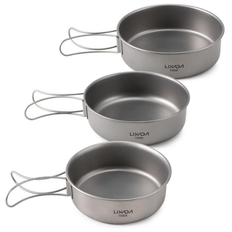 Camping Cooking Dishes - VEXADA-Filles en titane ultraléger, casserole pliable,