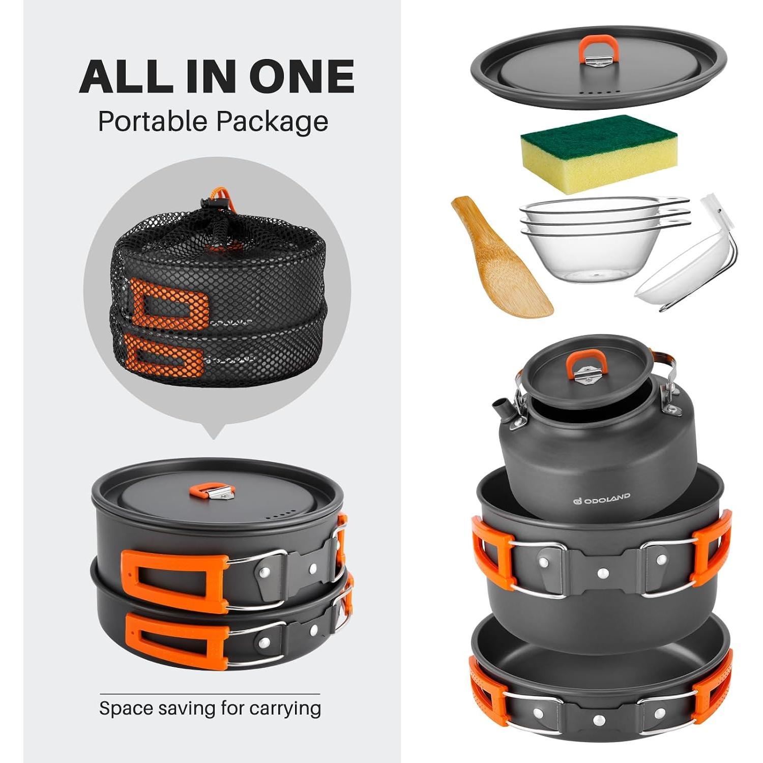 Odoland Ensemble de 10 ustensi - Camping Cooking Set Large avis et prix