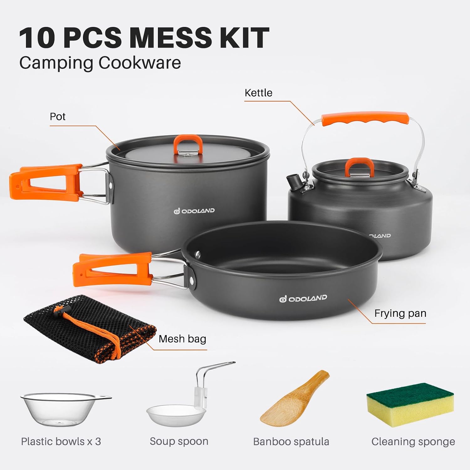 Odoland Ensemble de 10 ustensi - Camping Cooking Set Large avis et prix