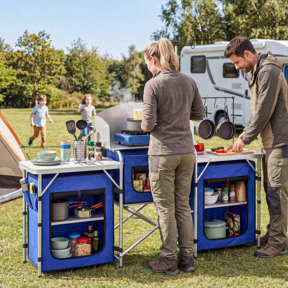 Table de cuisine de camping en - Camping Cooking Table With Windshield avis et prix